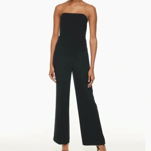 Aritzia Wilfred Endless Strapless Crepe Wide Leg Jumpsuit in Dark Navy Size 00 - Picture 2 of 9